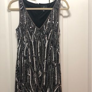 Adrianna Papell silver and black cocktail dress